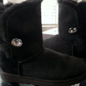 Ugg Bailey Bling Black Boots  Size 7  - Rhinestones